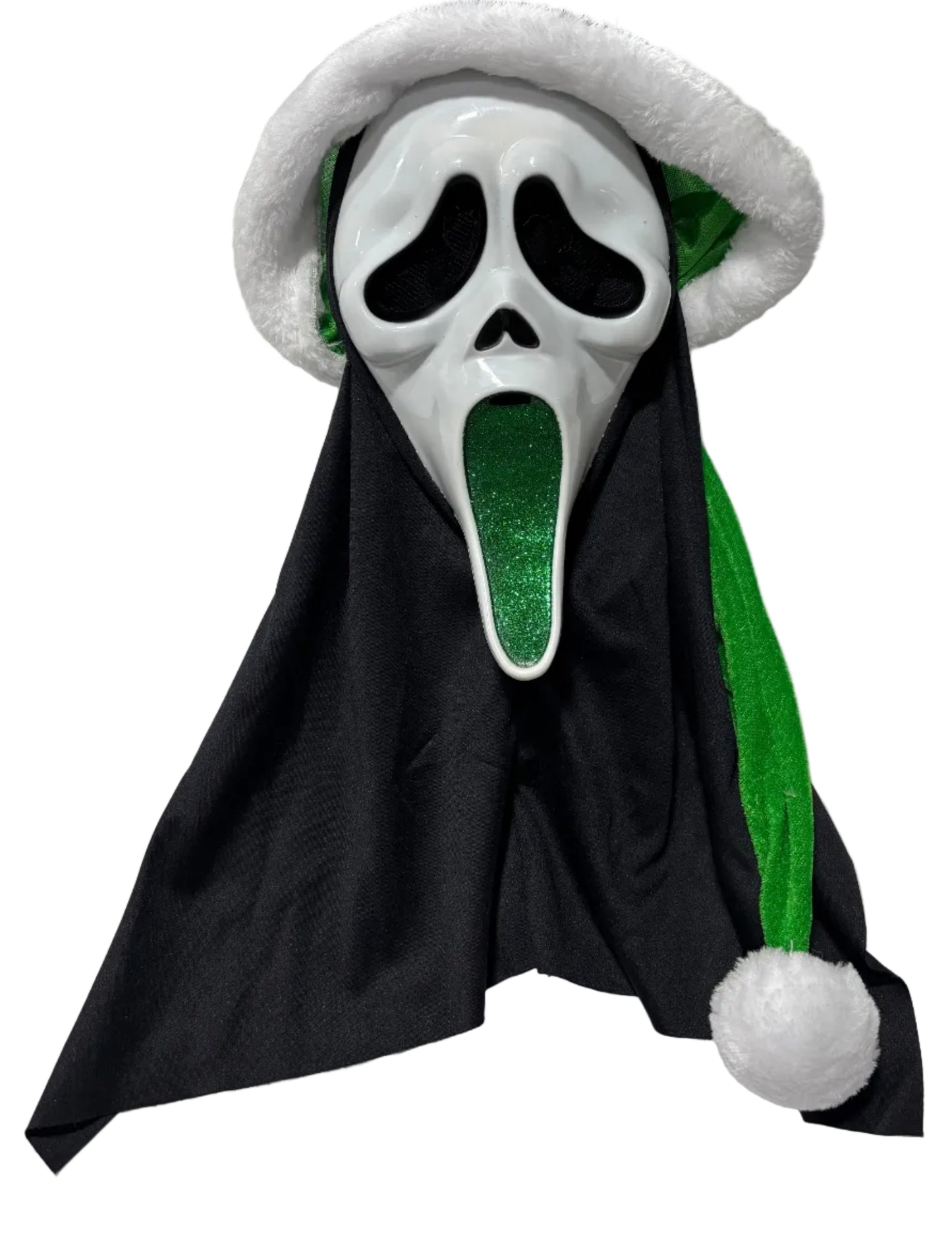 Ghost Face Green Glitter Holiday Mask