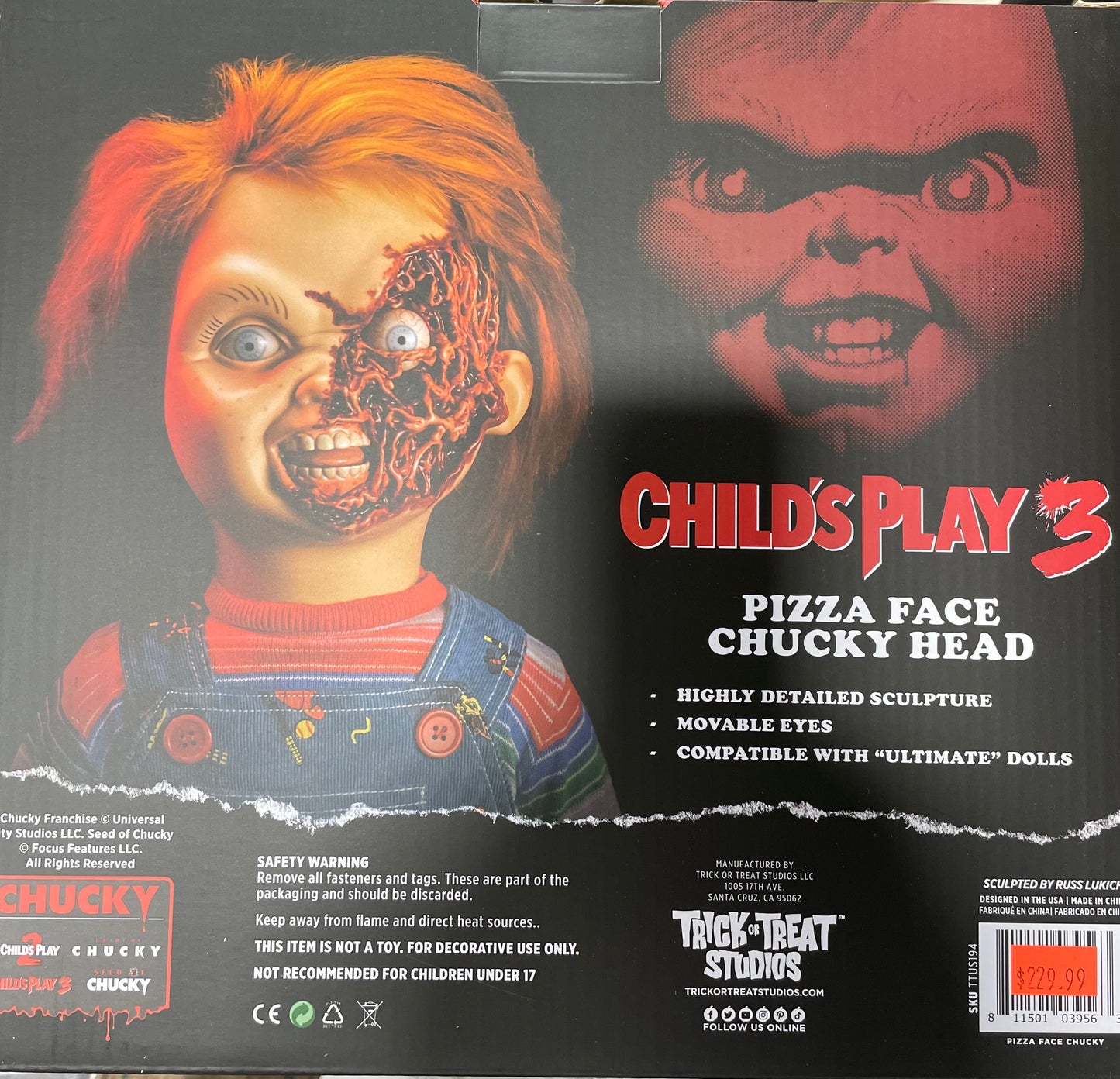 CHILD'S PLAY 3 PIZZA FACE CHUCKY HEAD