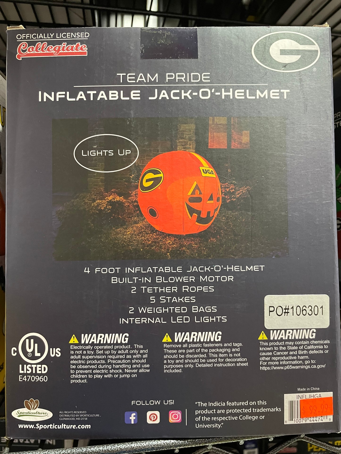 GEORGIA TEAM PRIDE INFLATABLE JACK-O-HELMET