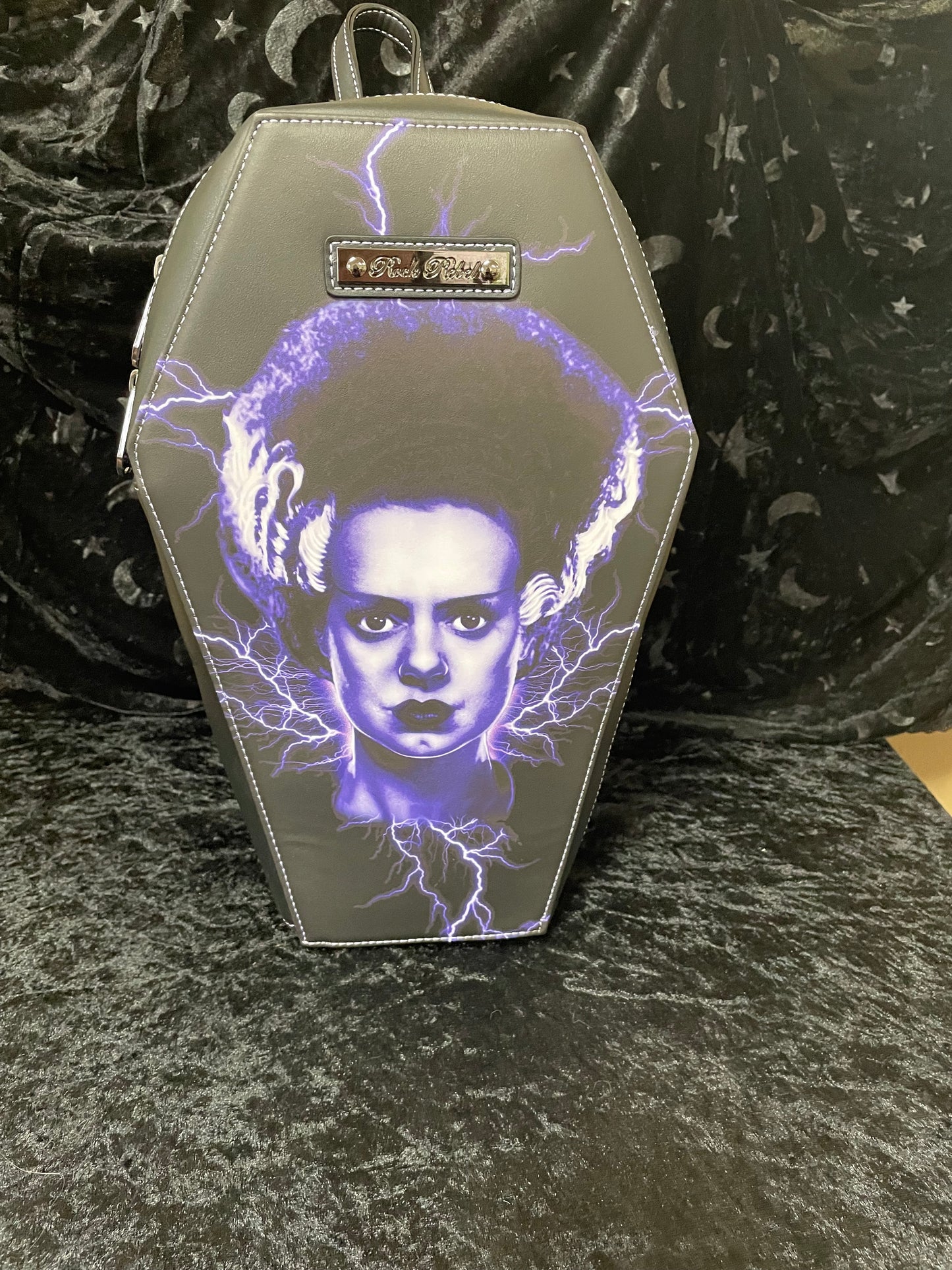 Rock Rebel Bride of Frankenstein Coffin Backpack
