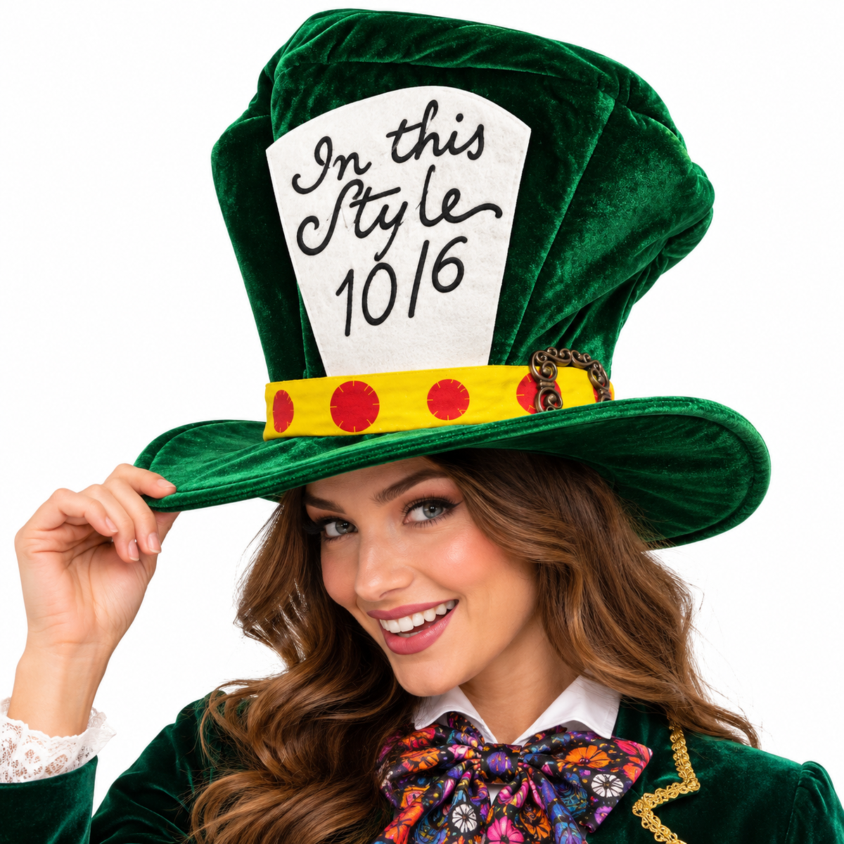 Alice in Wonderland Mad Hatter Green Velvet Hat