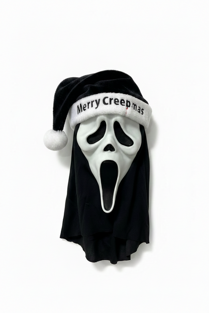 Ghost Face Merry Creepmas Mask with Santa Hat