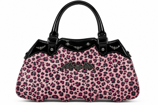 Rock Rebel Pink Leopard Bat Handbag