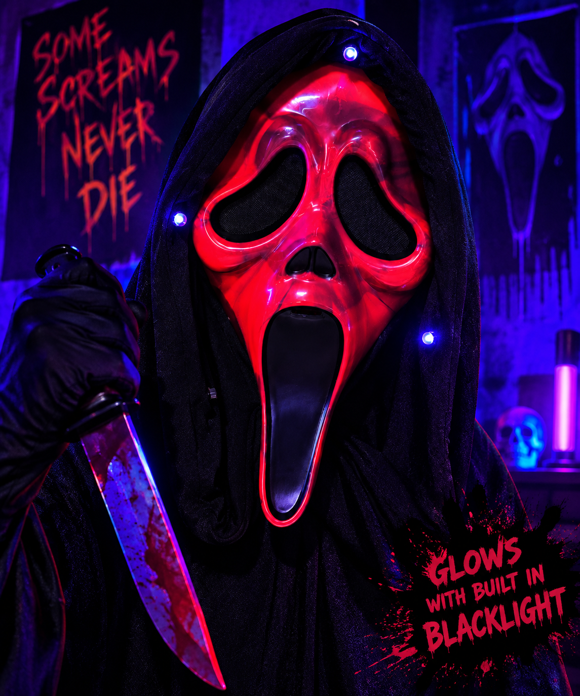Ghost Face Blacklight Mask (Red)