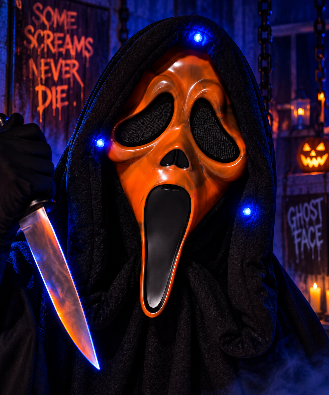 Ghost Face Blacklight Mask (Orange)