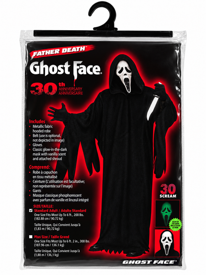 Ghost Face 30th Anniversary Father Death Costume (Standard Size)