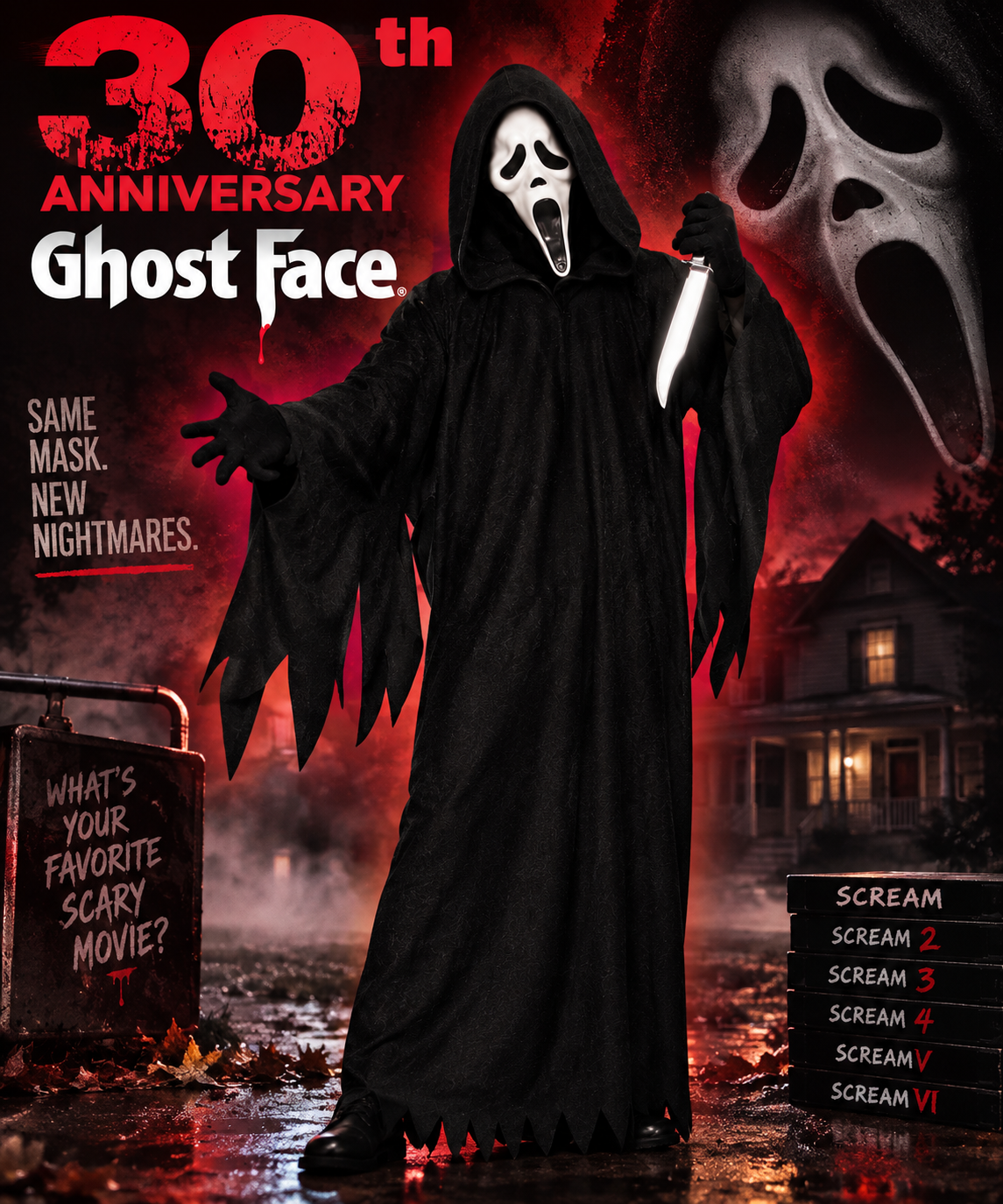 Ghost Face 30th Anniversary Father Death Costume (Standard Size)