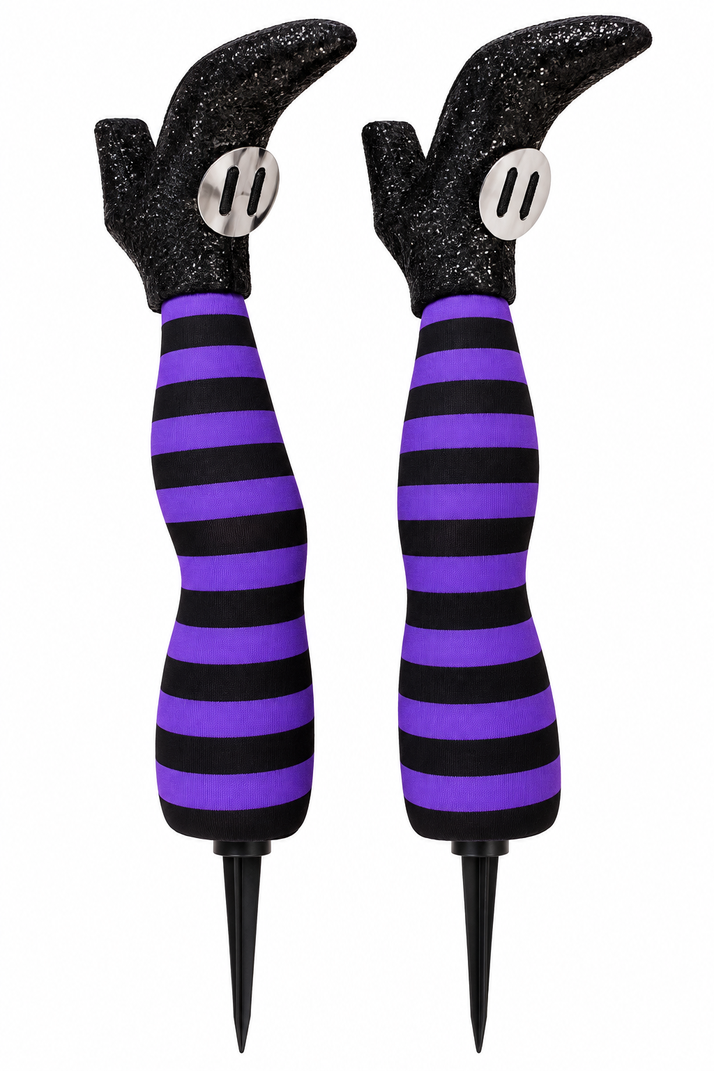 Purple & Black Striped Witch Legs Yard Stakes