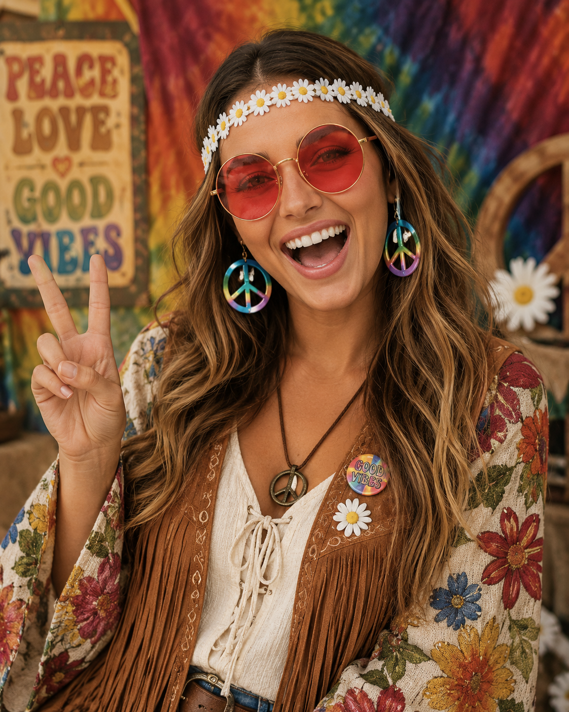Pink Hippie Fun Specs – Costume Glasses