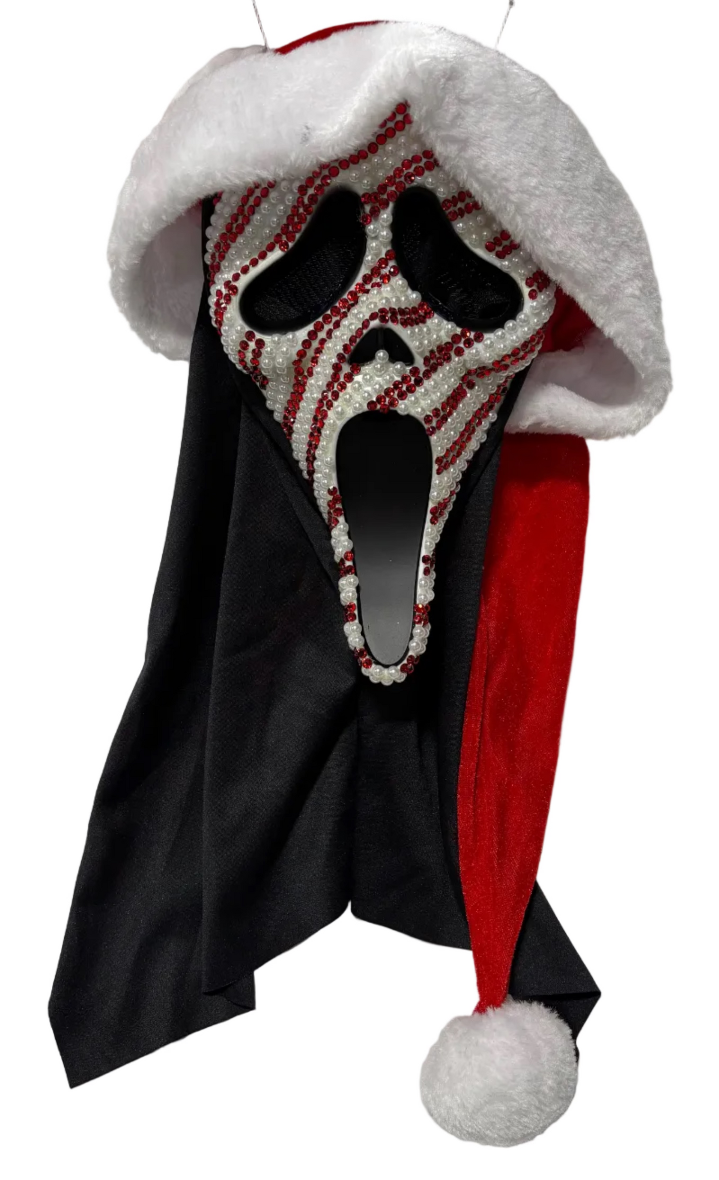 Ghost Face Candy Cane Rhinestone Santa Mask
