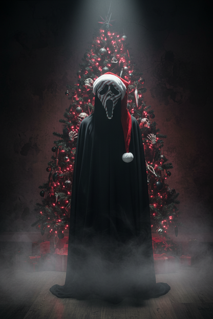 Ghost Face Candy Cane Rhinestone Santa Mask