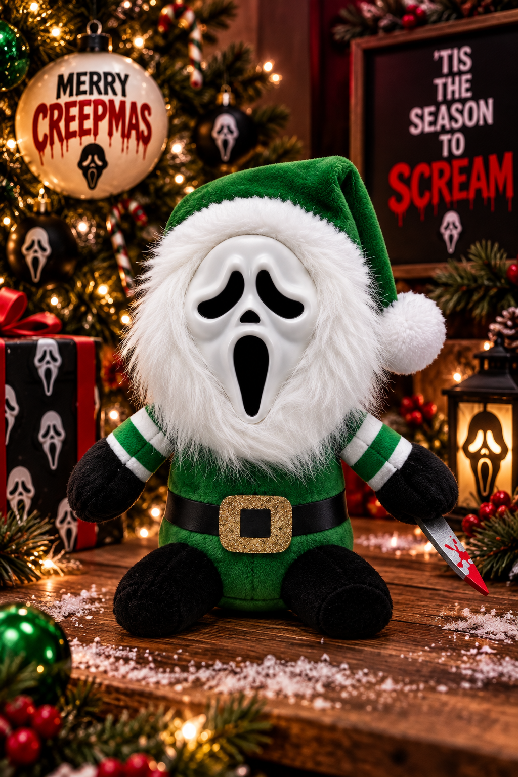 Ghost Face Holiday Plush Gnome (Green)