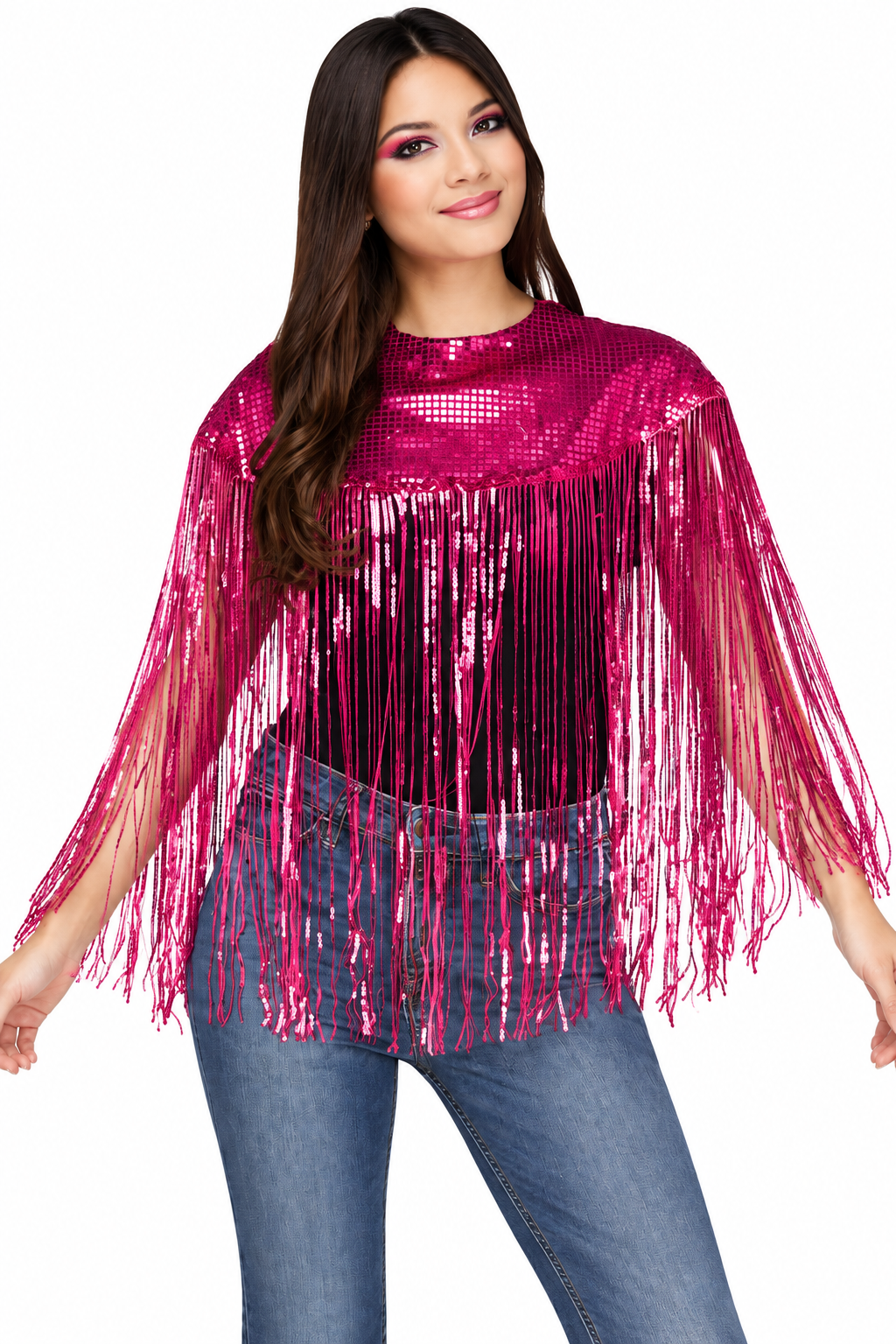 Fringe Sequin Poncho