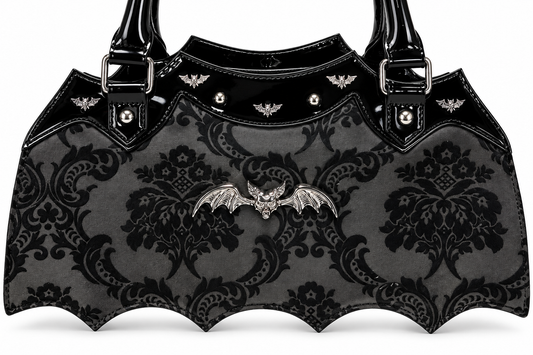 Rock Rebel Gothic Damask Bat Handbag (Black)