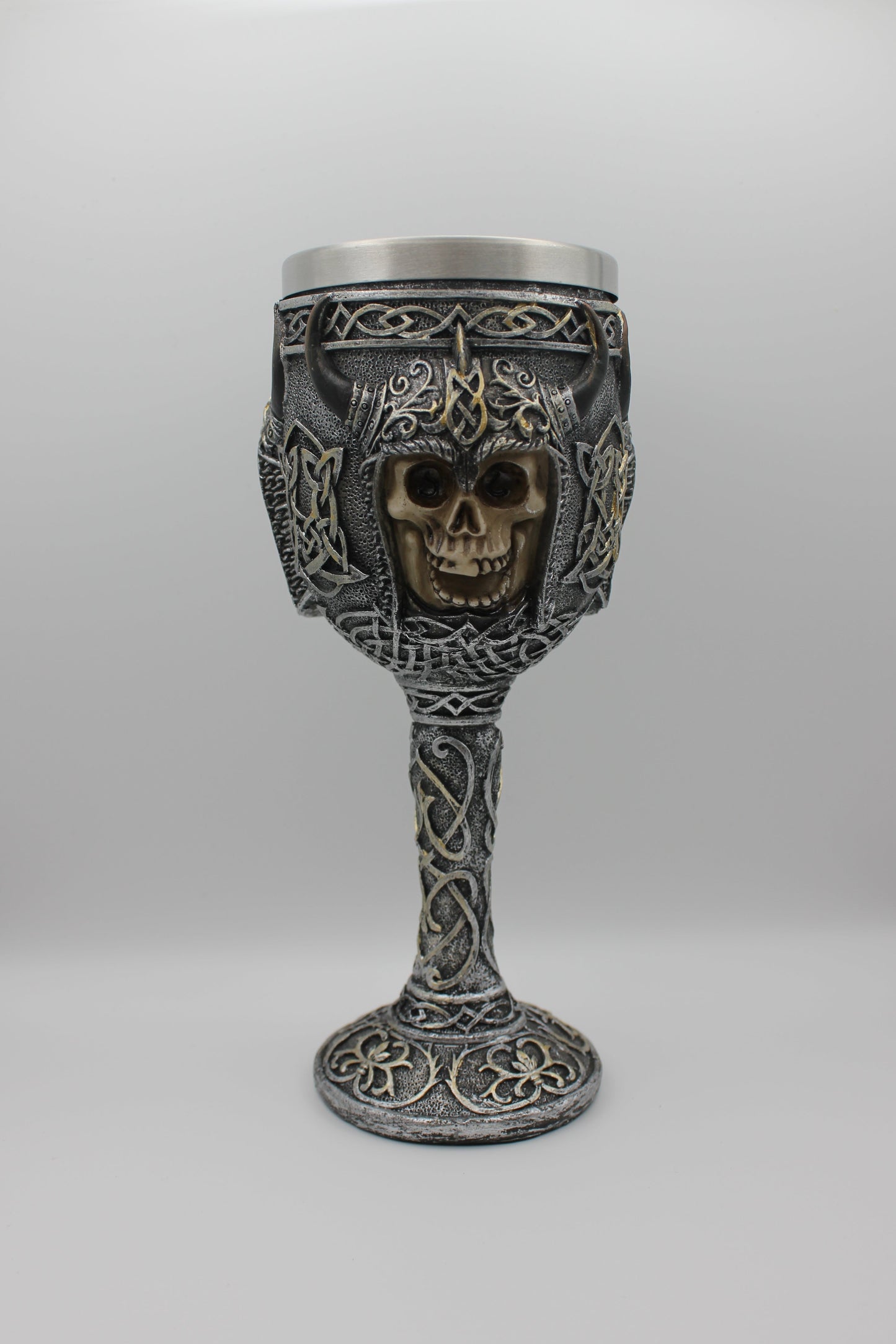 Medieval Skull Goblet with Celtic Knot Design