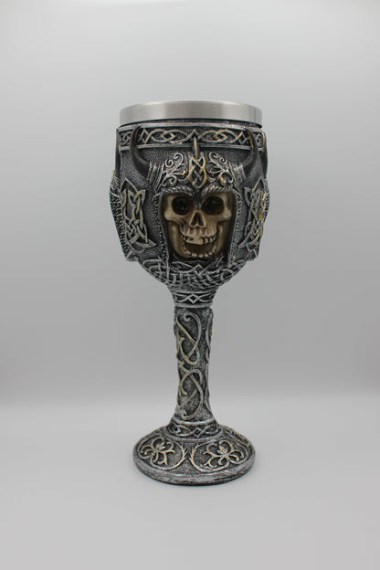 Medieval Skull Goblet with Celtic Knot Design