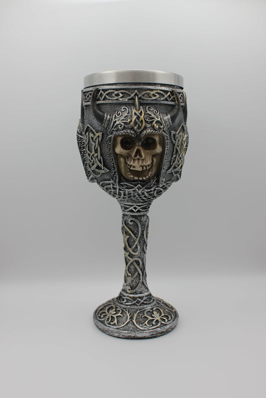 Medieval Skull Goblet with Celtic Knot Design