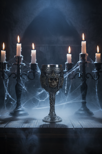 Medieval Skull Goblet with Celtic Knot Design