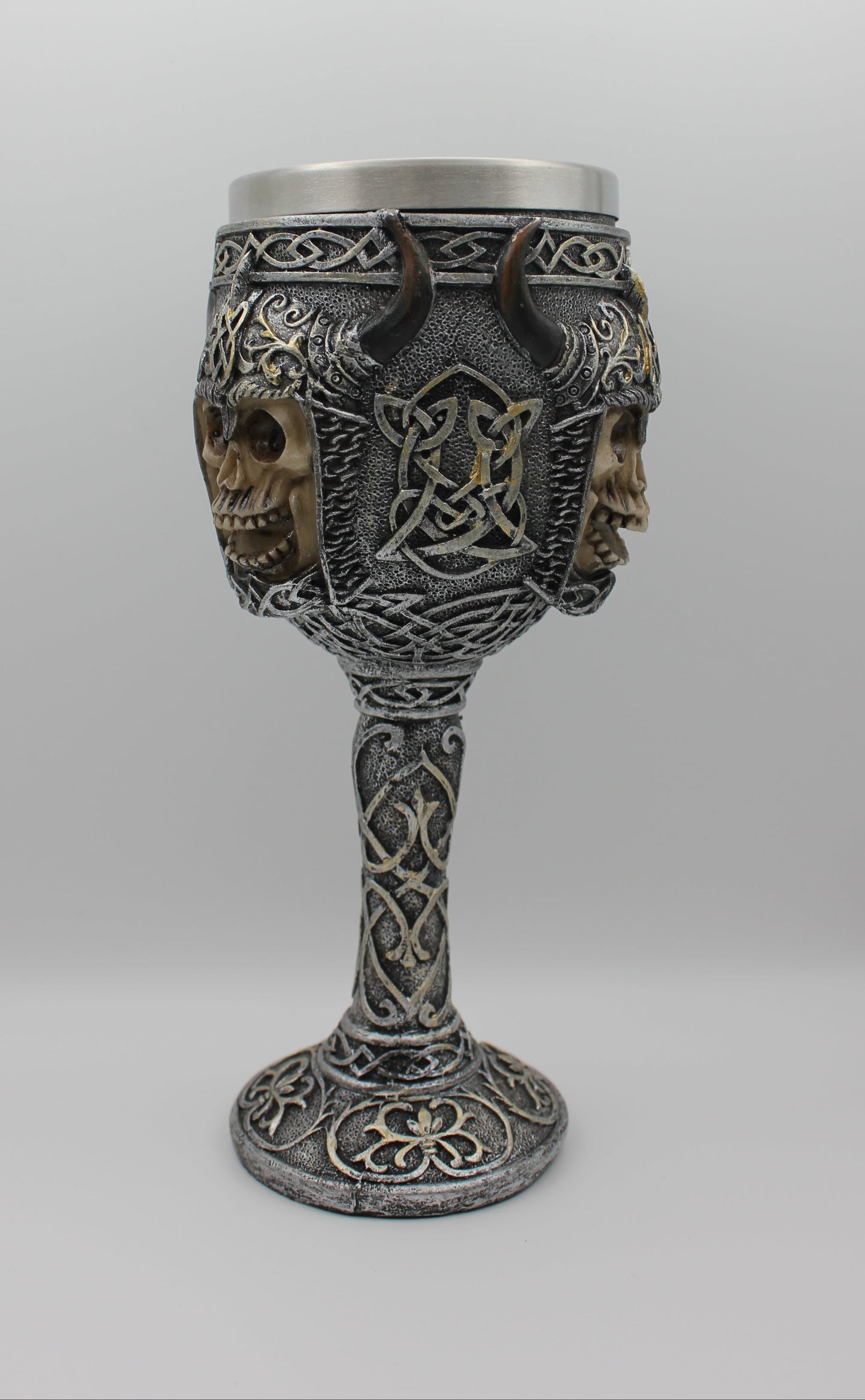 Medieval Skull Goblet with Celtic Knot Design