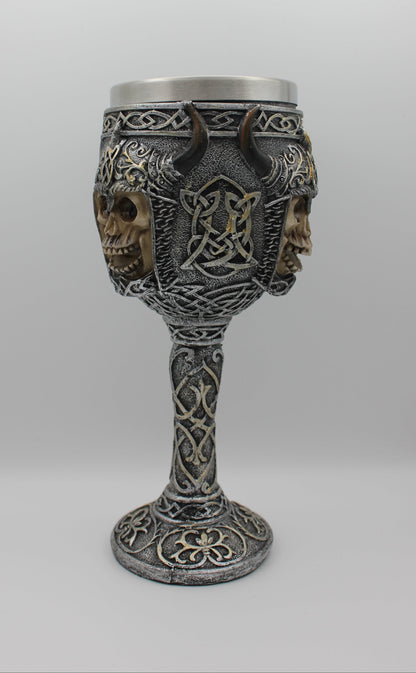 Medieval Skull Goblet with Celtic Knot Design