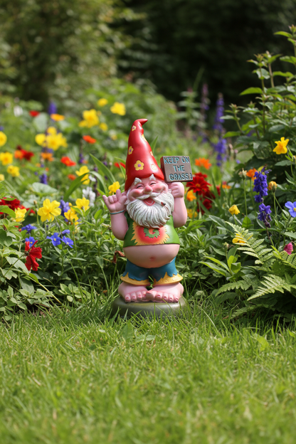Keep On The Grass Hippie Garden Gnome