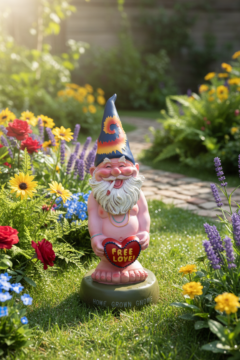 Free Love "Home Grown" Hippie Garden Gnome