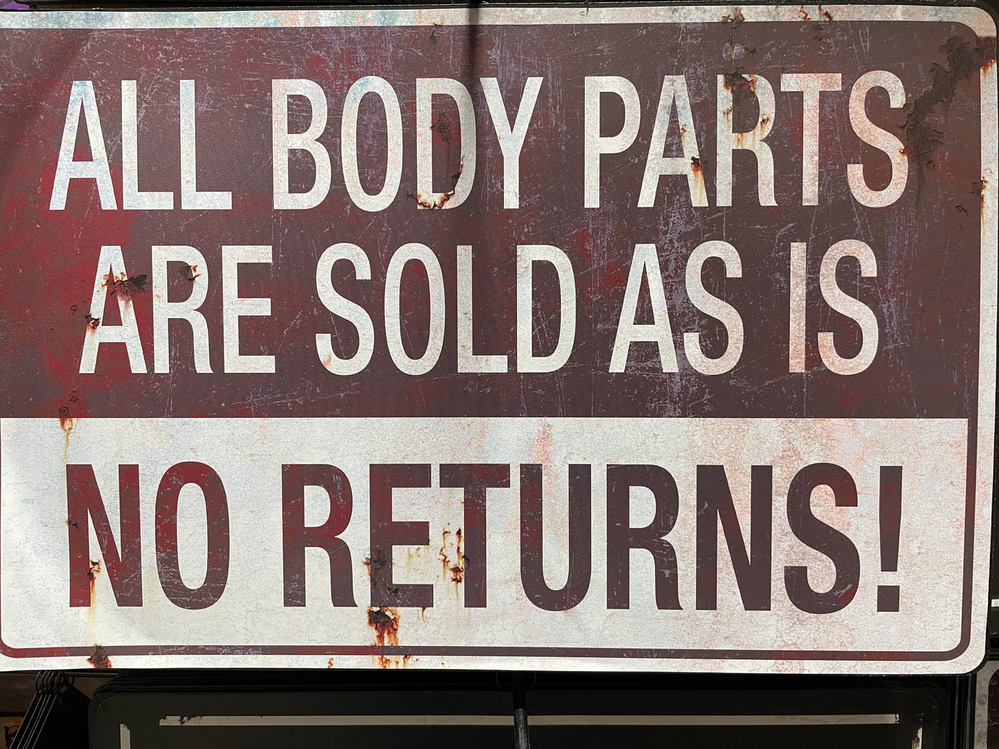 ALL BODY PARTS ARE SOLD AS IS SIGN
