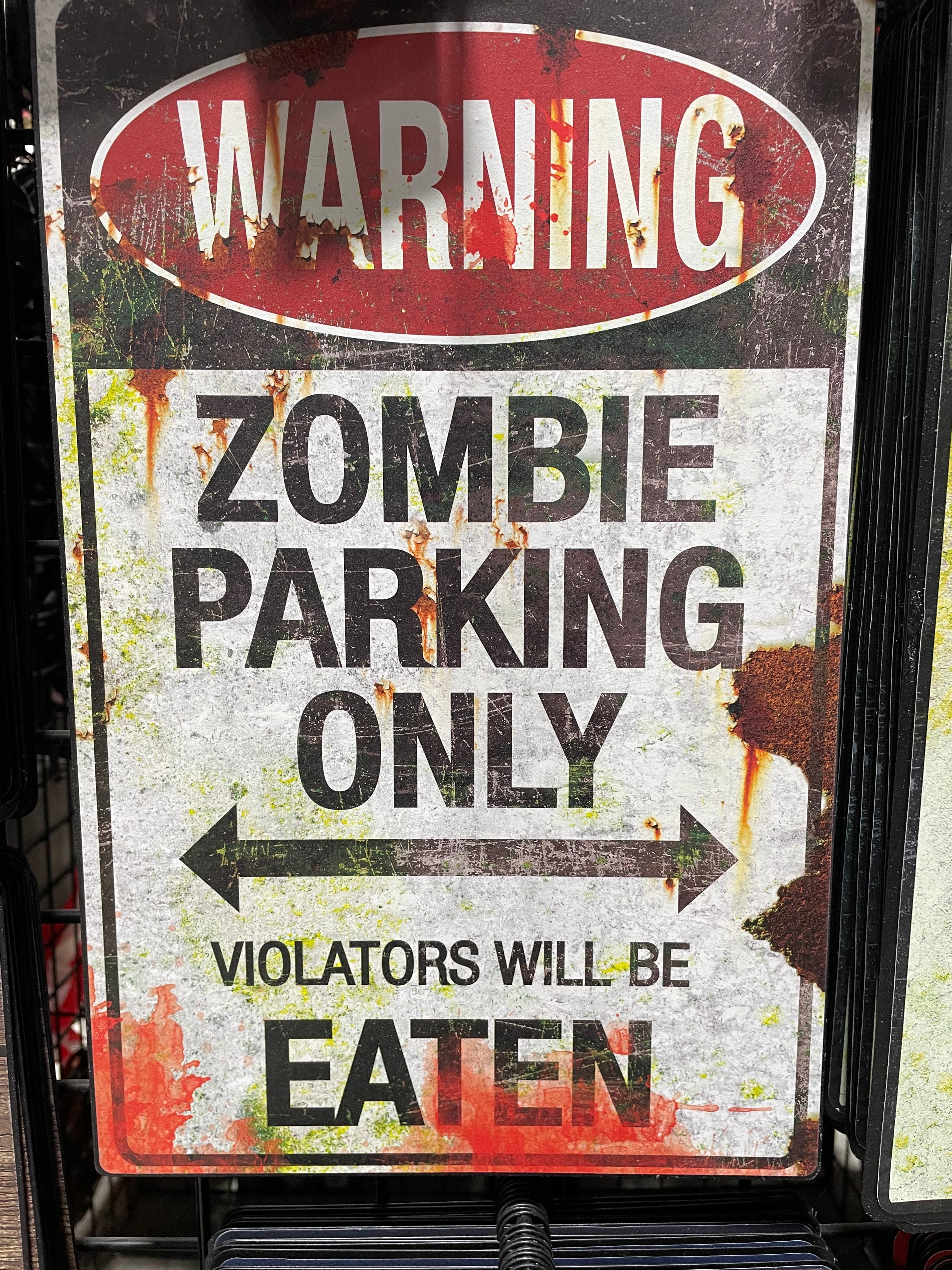 Zombie Only WARNING ZOMBIE PARKING ONLY SIGN – All Star Halloween
