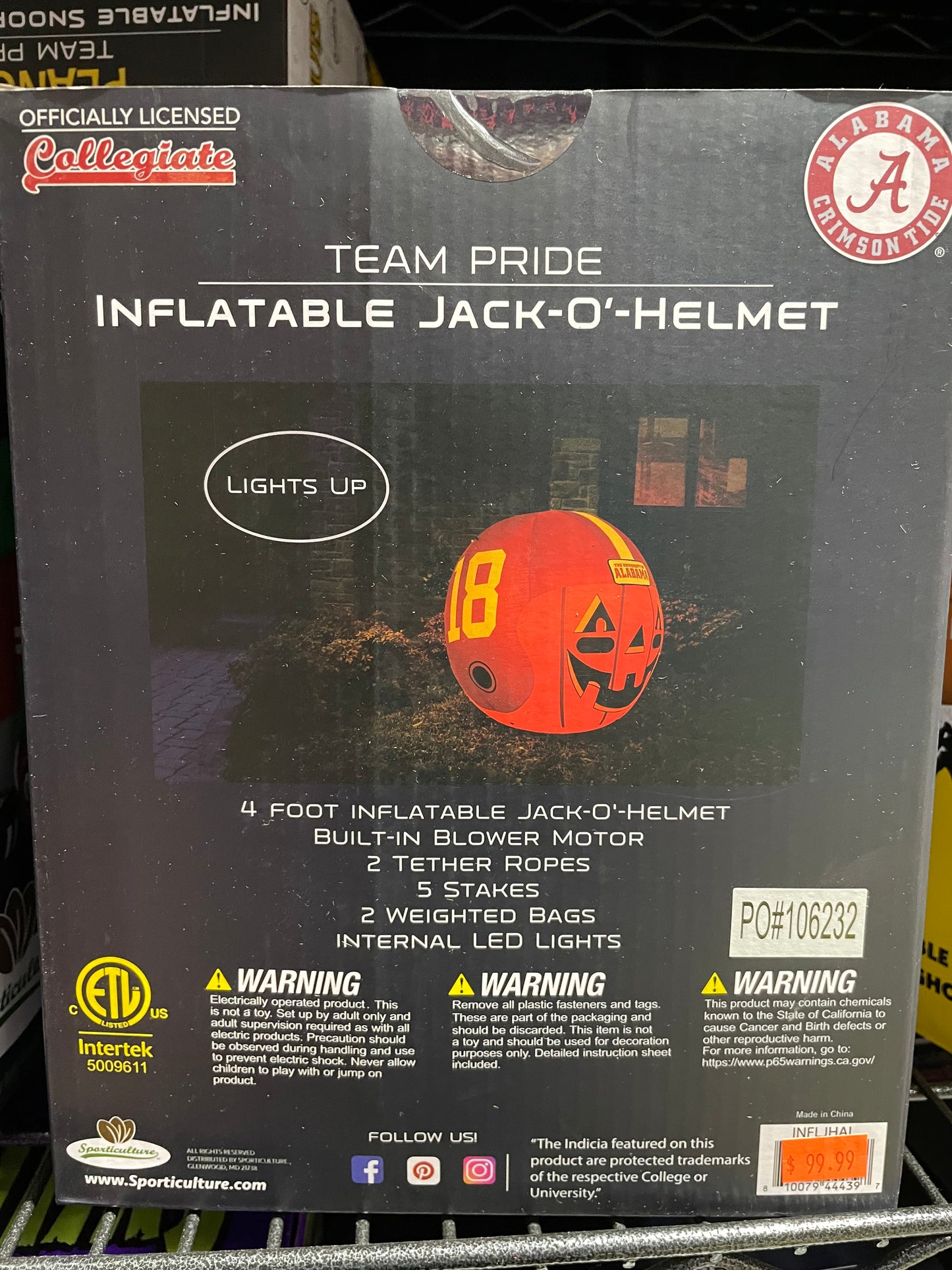 ALABAMA TEAM PRIDE INFLATABLE JACK-O-HELMET