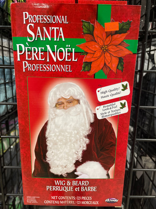 PROFESSIONAL SANTA WIG AND BEARD SET