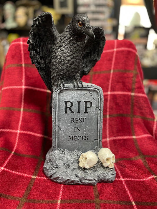 REST IN PIECES W/ CROW FIGURINE