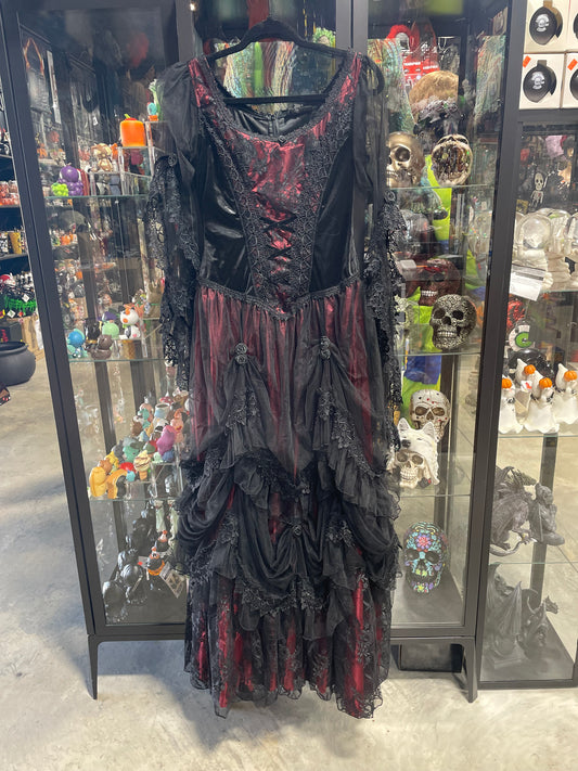 SINISTER BLACK/BORDEAUX LONG DRESS