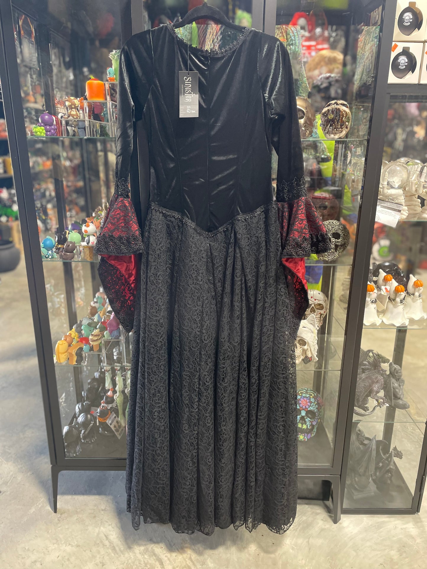 SINISTER LONG BLACK/BORDEAUX DRESS