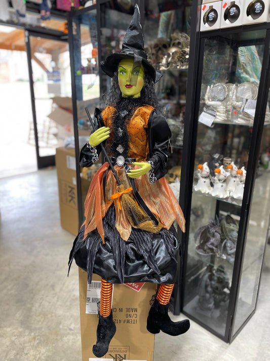 56 IN. TABITHA WITCH W/HAT AND ORANGE DRESS