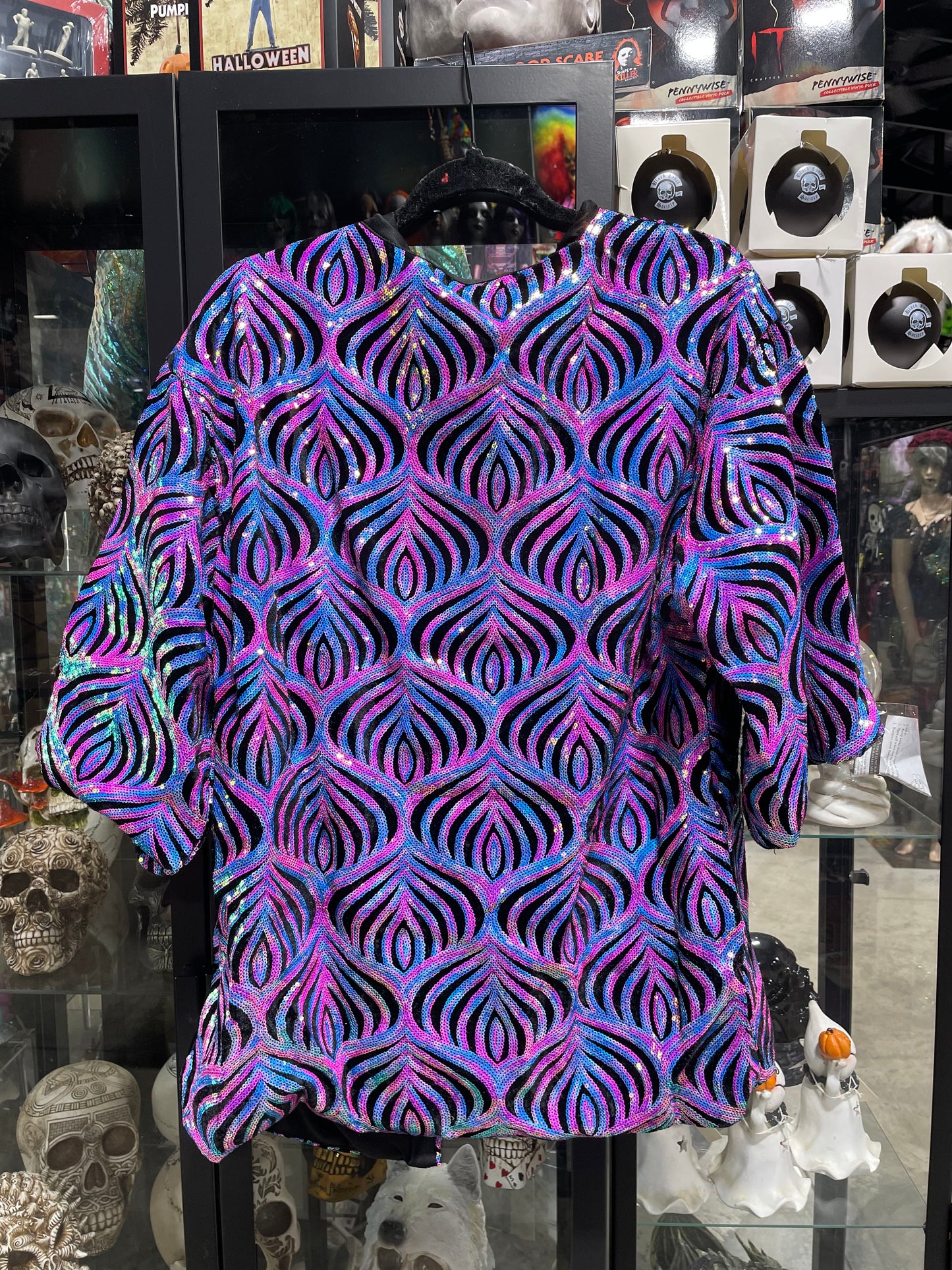 SWIRLING TEARDROP SEQUIN SHORT DUSTER (MULTI)