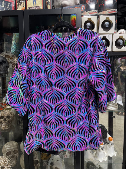SWIRLING TEARDROP SEQUIN SHORT DUSTER (MULTI)