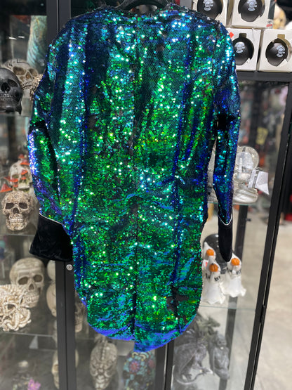 SEQUIN TAILCOAT PEACOCK BLUE