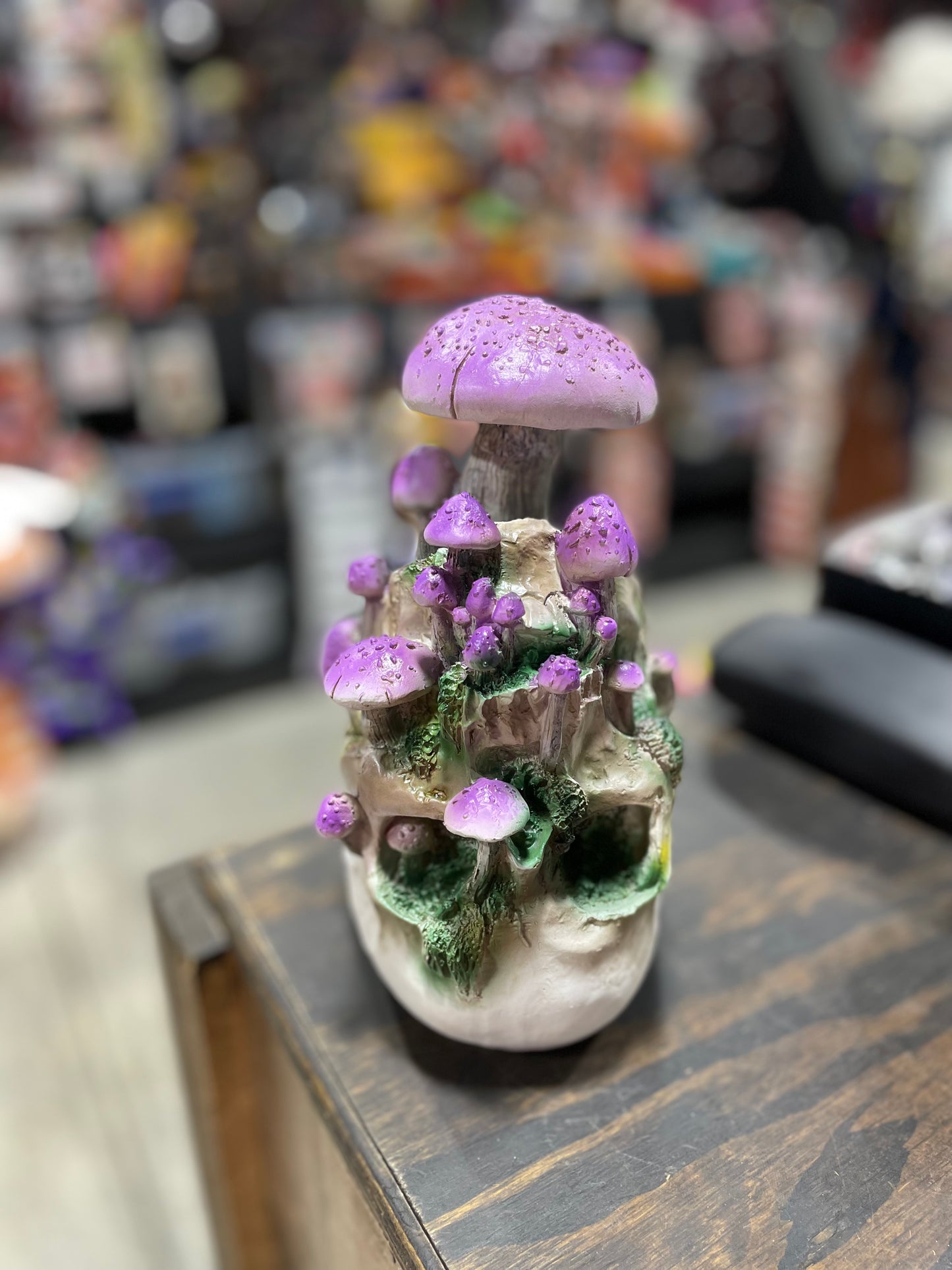 SKULL WITH PURPLE MUSHROOMS