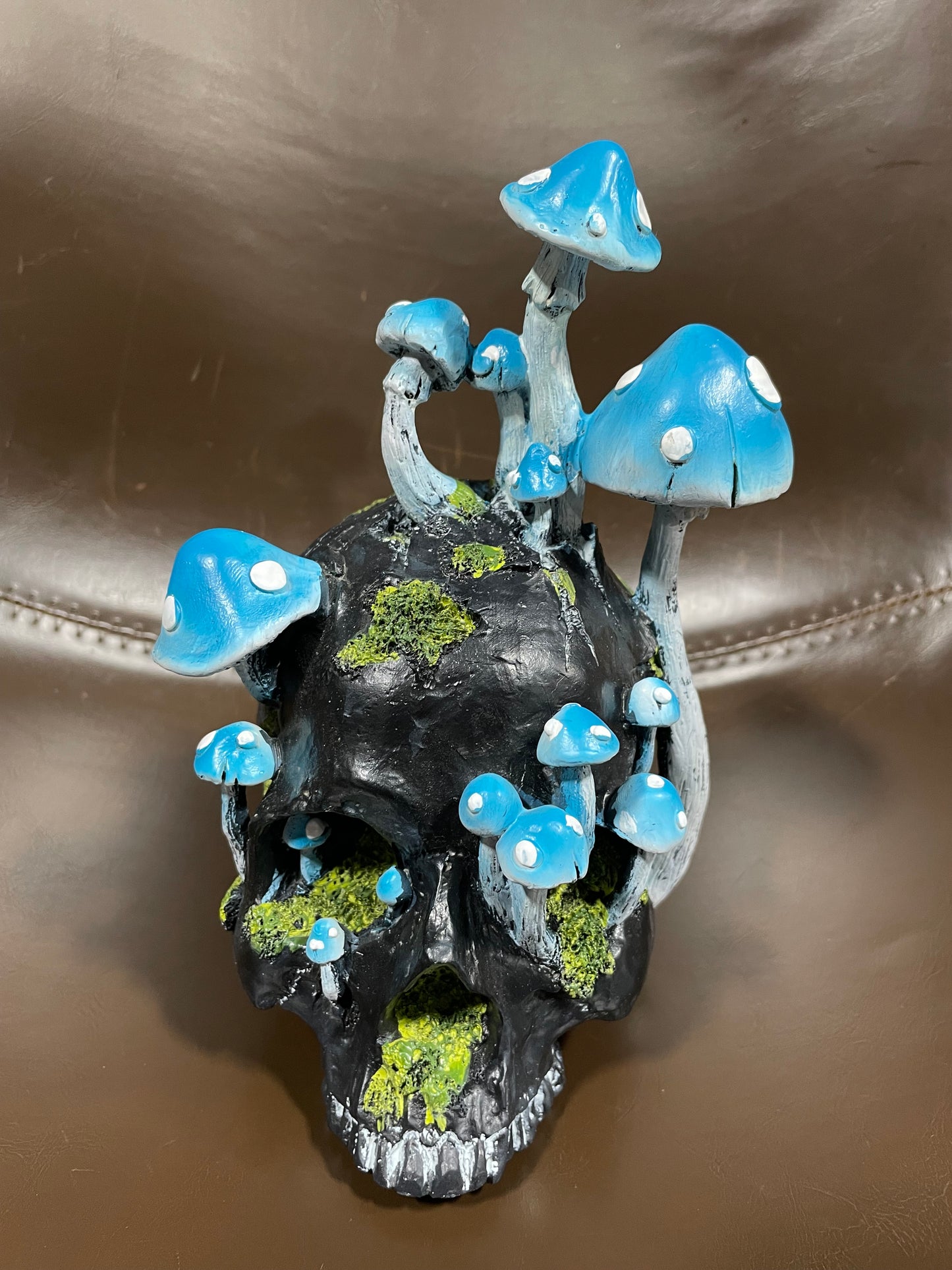 BLACK SKULL WITH MUSHROOM