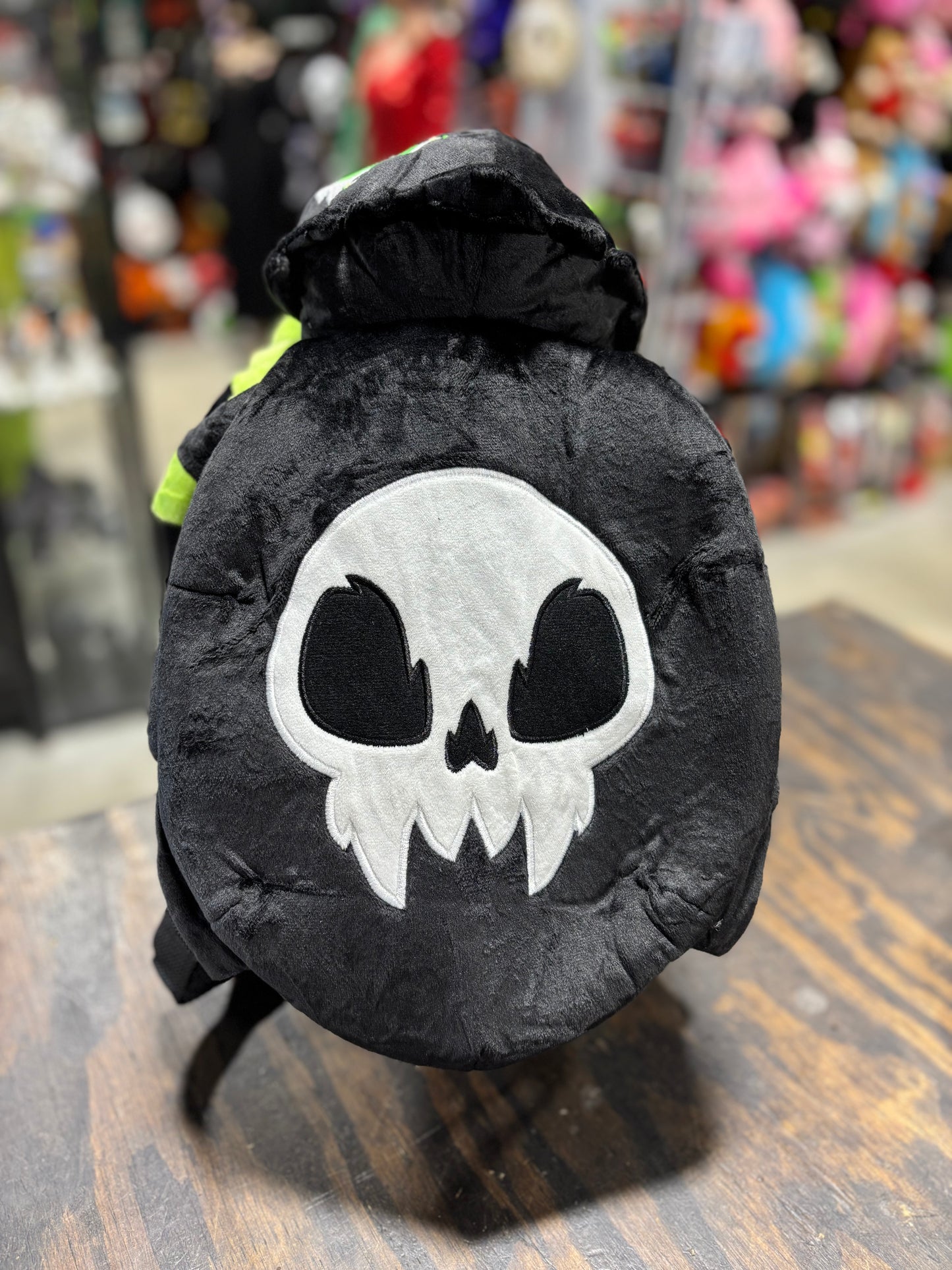 GLOW IN THE DARK SKULL HEAD PLUSH BACKPACK