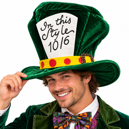 Alice in Wonderland Mad Hatter Green Velvet Hat