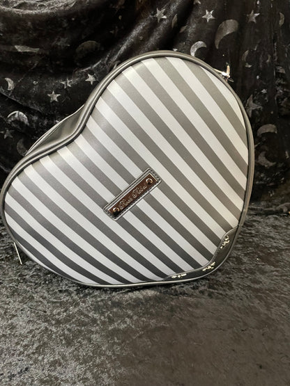 Rock Rebel Pinstriped Heart Shoulder Bag