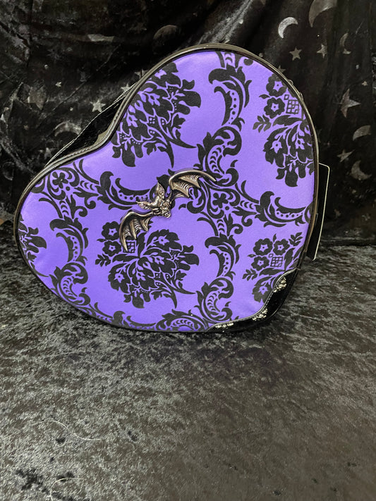 Rock Rebel Damask Heart Shoulderbag in Violet