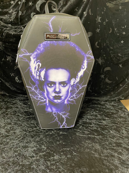Rock Rebel Bride of Frankenstein Coffin Backpack
