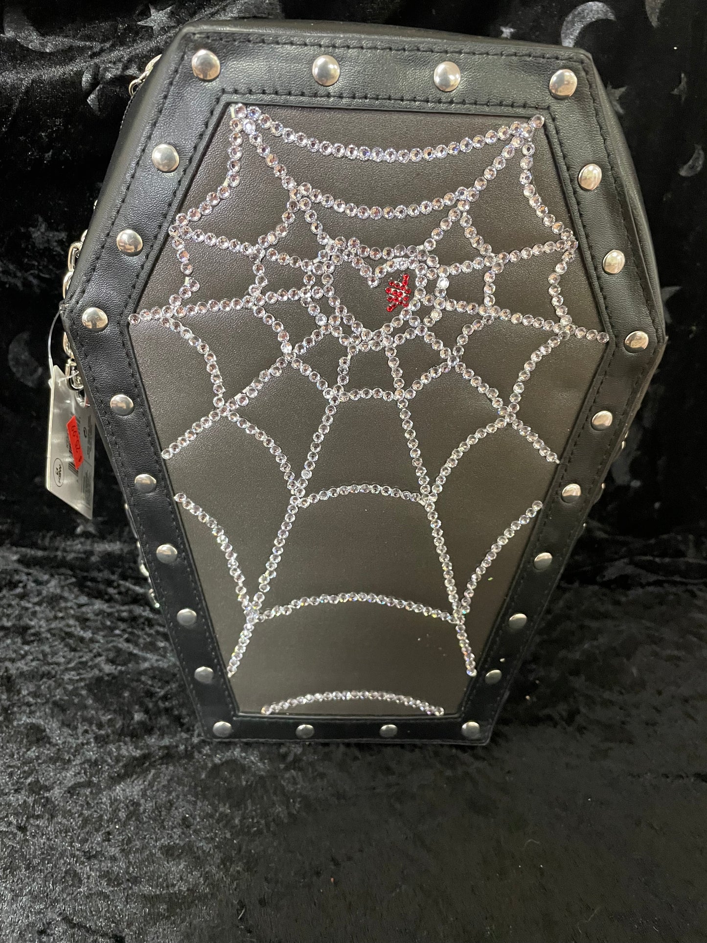 Black Coffin Purse w/silver spider web