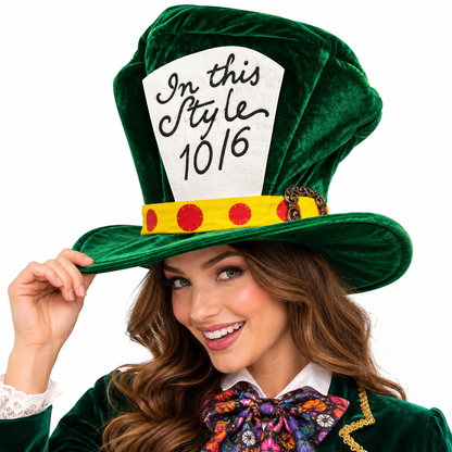 Alice in Wonderland Mad Hatter Green Velvet Hat
